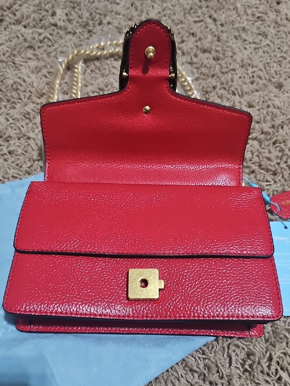 NWT Tiffany & Fred Purse Crystal Dragon Crossbody Shoulder Bag Red Leather - Picture 11 of 16